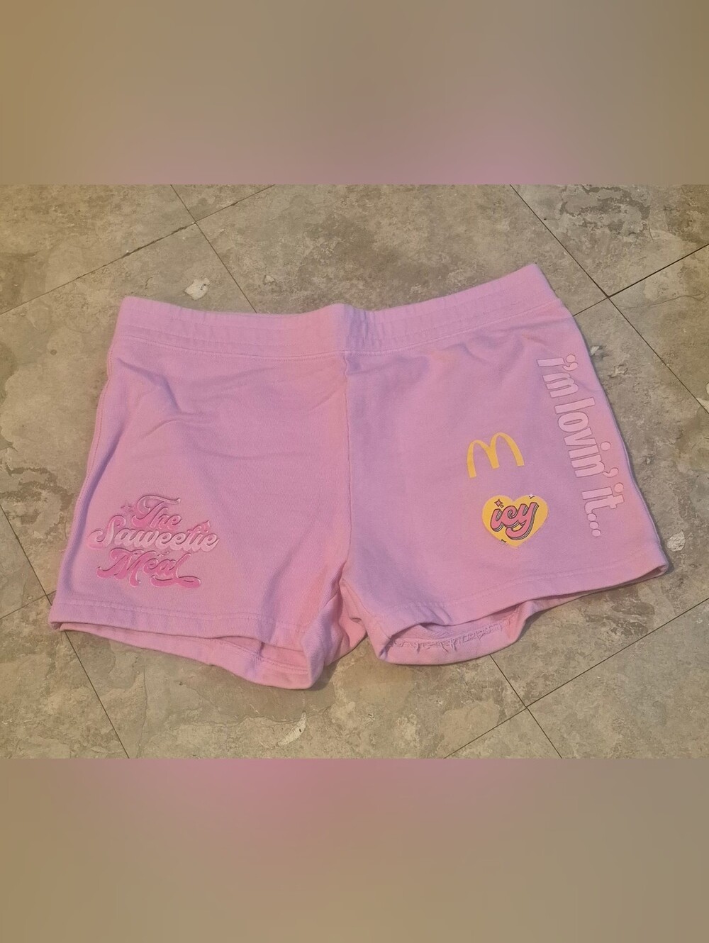 McDonald’s iCY I’m Lovin’ It Pink Shorts Size XL Graphic Logo Y2K Style